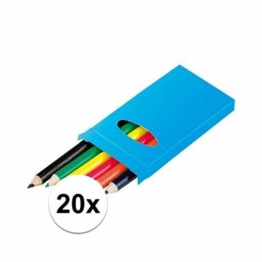Grabbelton 20x doosjes kleurpotloden met 6 potloden cadeautjes